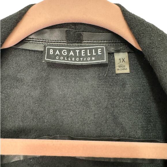 Bagatelle Open Black Front Faux Leather Jacket Women Size 1X Rocker Biker Casual - Picture 4 of 9